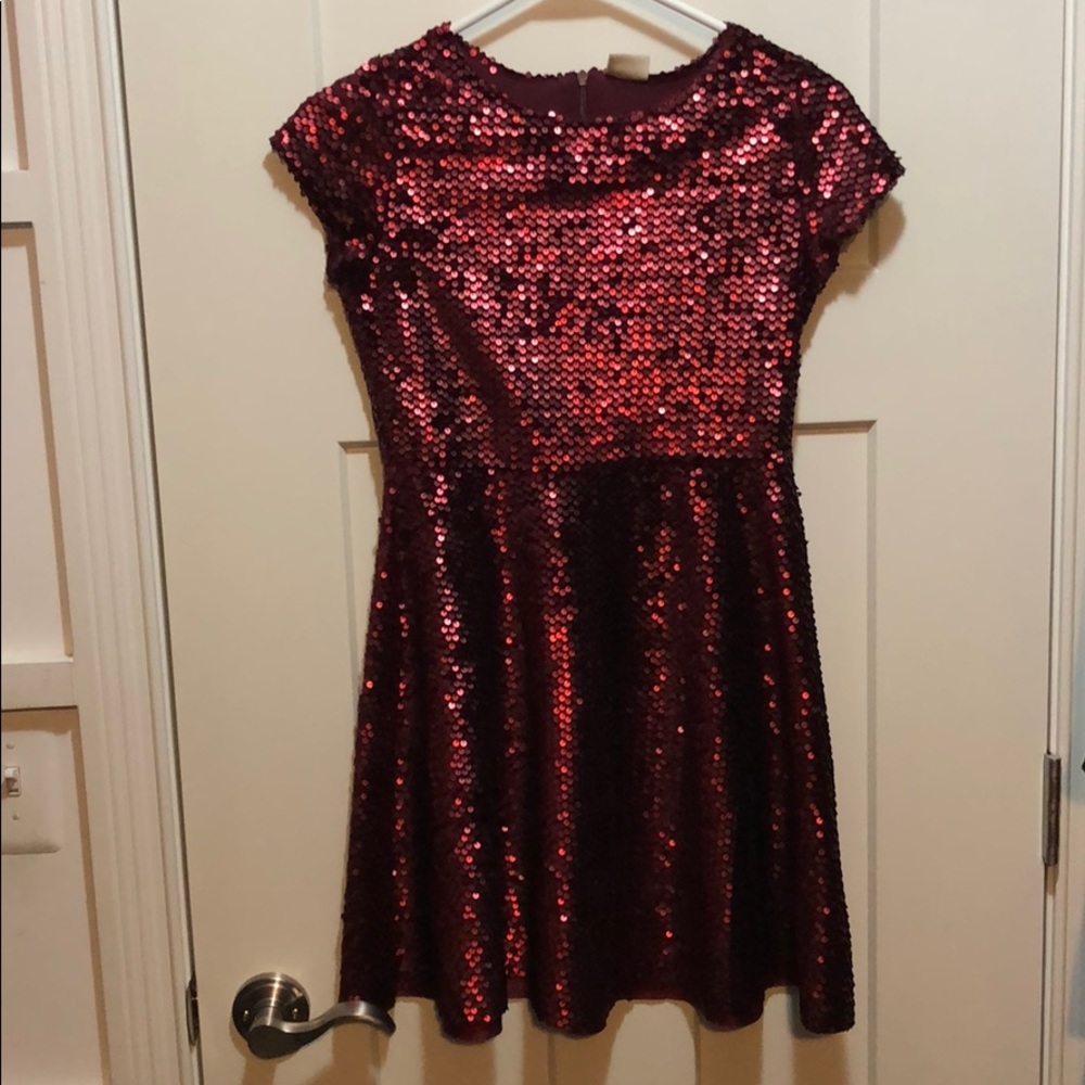 Zara Girls Red Sequined Dress, Size 11/12